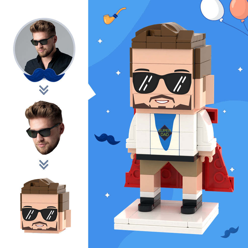 Cadeaux pour papa Figurines de briques à tête personnalisée Super Dad Figurines de briques Petit bloc de particules Jouet - MineBrick