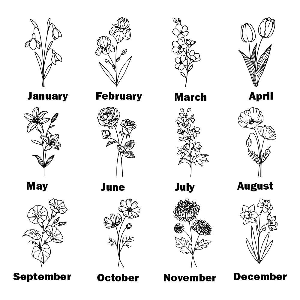 Trousse À Maquillage Personnalisée En Cuir Avec 8 Pinceaux De Maquillage, Motif Fleur De Naissance, Cadeau D'anniversaire Pour Elle - 