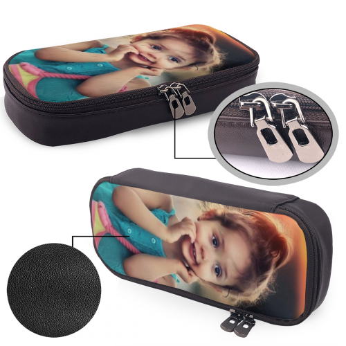 Cadeaux De Rentrée Scolaire : Trousse À Crayons Photo Personnalisée En Cuir - 