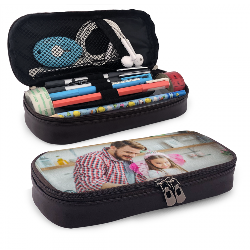 Trousse À Crayons Photo En Cuir Personnalisée Pour La Rentrée Scolaire, Cadeaux Pour Enfants - 