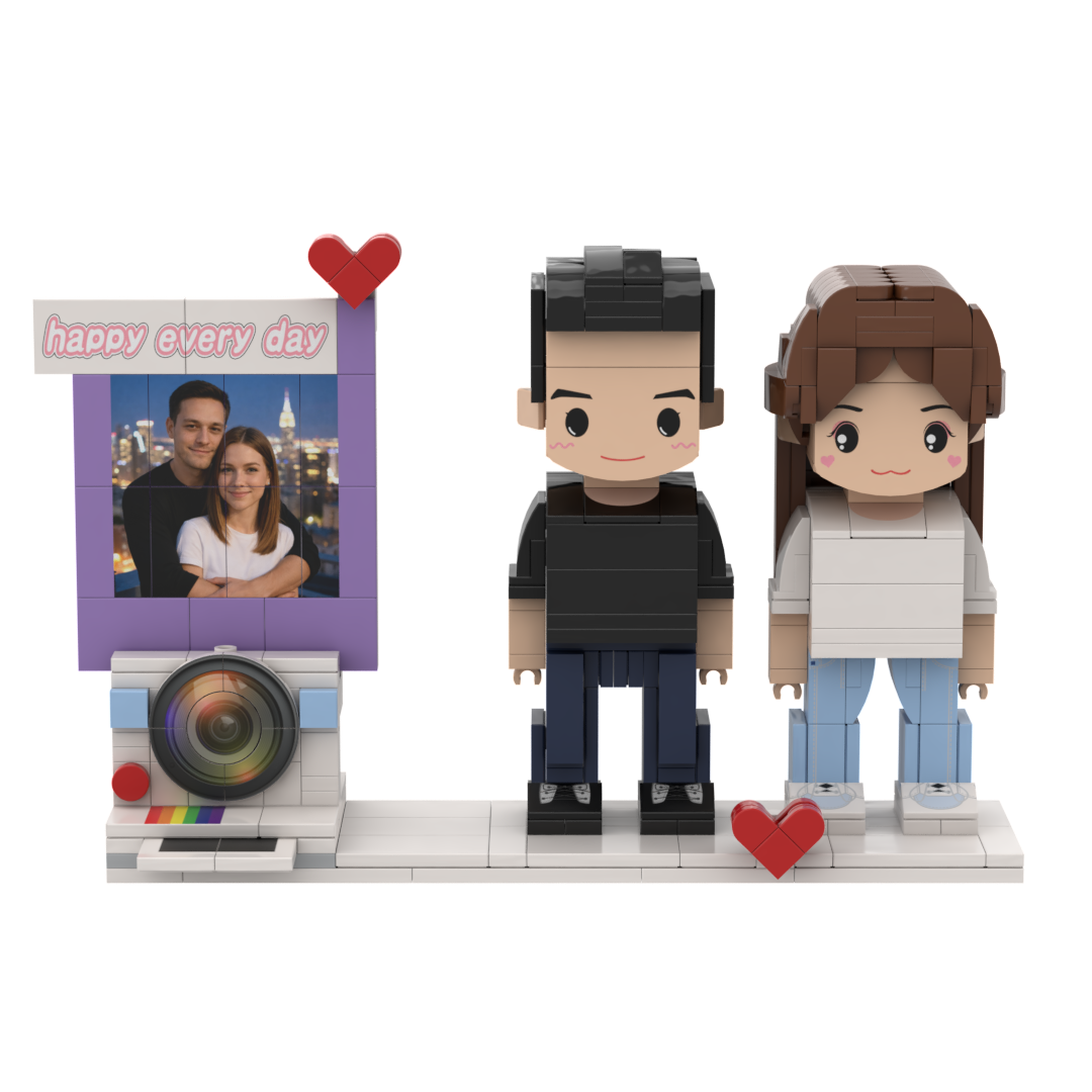 Figurines De Briques Personnalisées Pour 2 Personnes, Blocs De Construction Photo De Couple Personnalisés, Blocs De Construction Style Appareil Photo Instantané - 