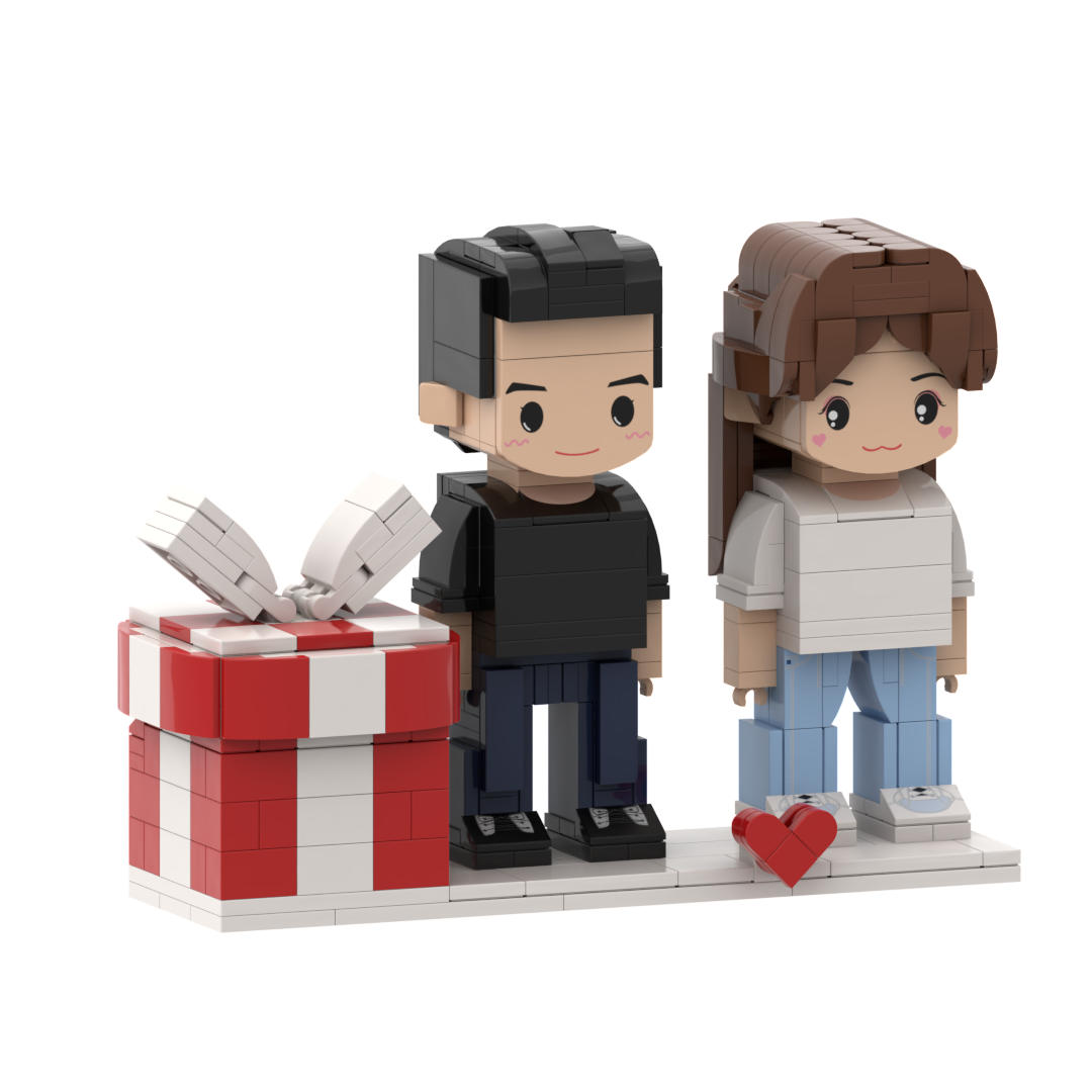 Figurines En Brique Personnalisées Pour 2 Personnes, Bloc De Construction De Couple Personnalisé Avec Boîte À Bagues, Cadeau D'anniversaire Romantique