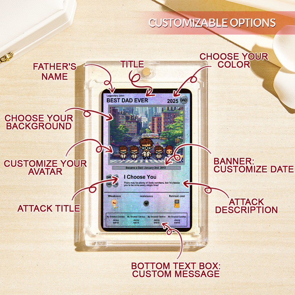 Carte De Fête Des Pères Personnalisée Avec Un Monstre D'anime - Cadeau Personnalisé Pour Papa - Cadeaux Personnalisés Pour La Fête Des Pères - Cadeau Pour La Fête Des Pères - Cadeaux Pour Papa - 