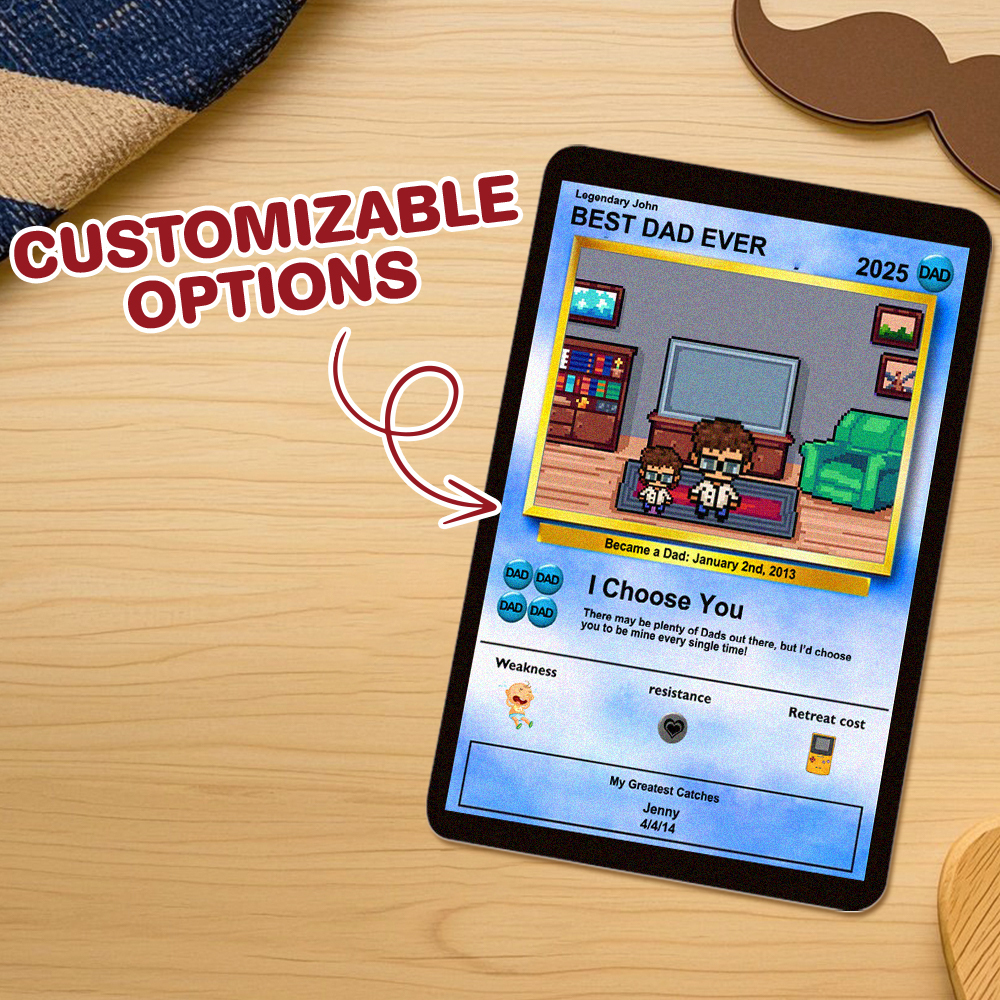 Carte De Fête Des Pères Personnalisée Avec Un Monstre D'anime - Cadeau Personnalisé Pour Papa - Cadeaux Personnalisés Pour La Fête Des Pères - Cadeau Pour La Fête Des Pères - Cadeaux Pour Papa - 