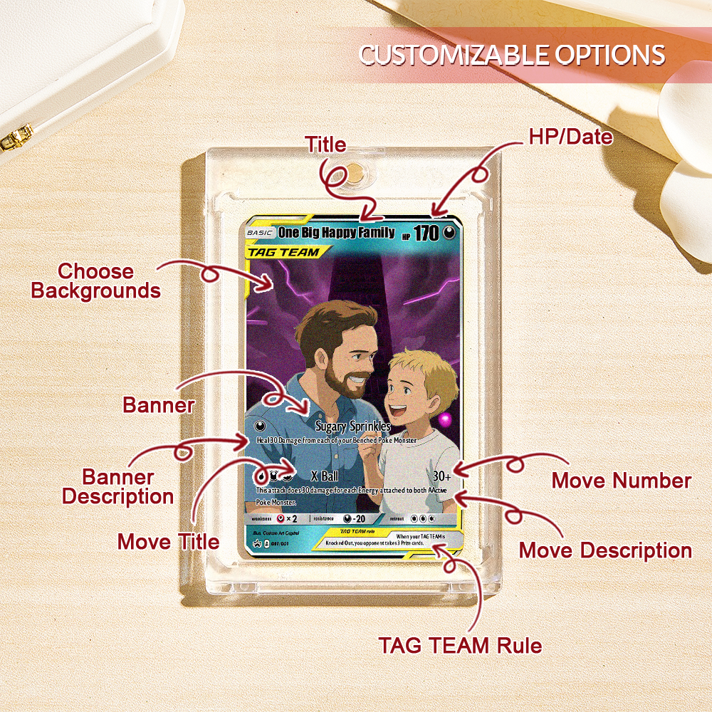 Carte Pokémon Tag Team Personnalisée, Portrait De Couple Animé, Cadeau Lgbtq, Art Mignon Assorti - 