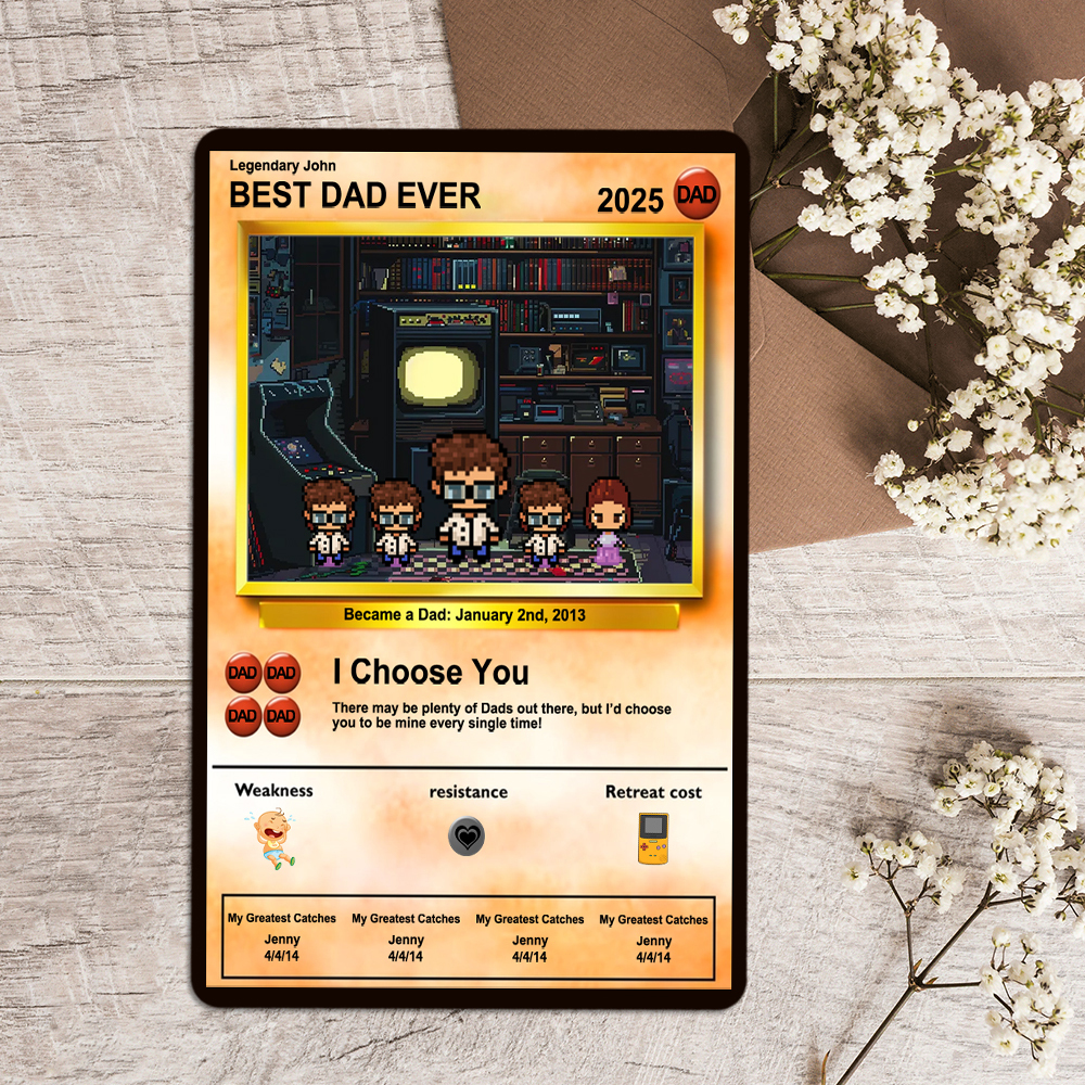 Carte De Fête Des Pères Personnalisée Avec Un Monstre D'anime - Cadeau Personnalisé Pour Papa - Cadeaux Personnalisés Pour La Fête Des Pères - Cadeau Pour La Fête Des Pères - Cadeaux Pour Papa - 