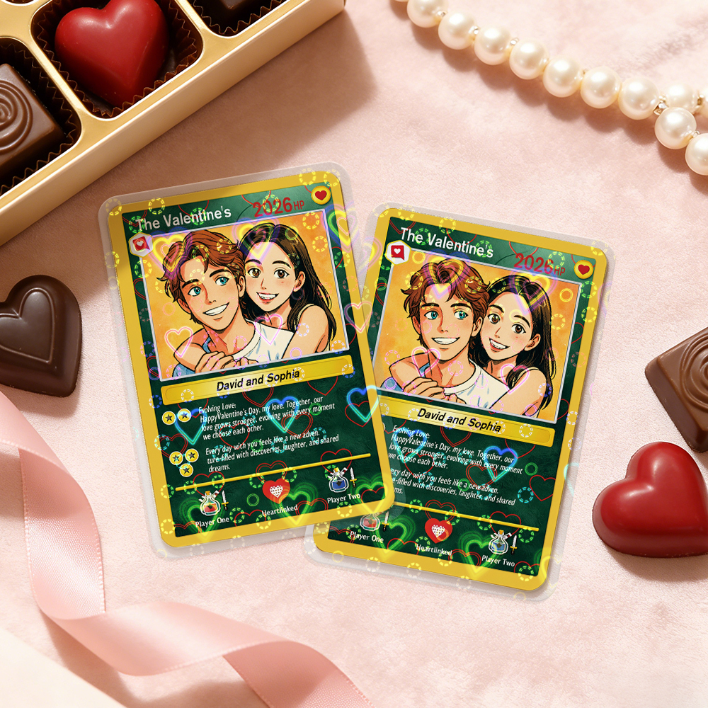 Carte De Saint-valentin Personnalisée Pour Couple, Carte D'anniversaire Personnalisée Avec Photo De Couple Style Anime, Cadeau Idéal Pour La Saint-valentin. - 