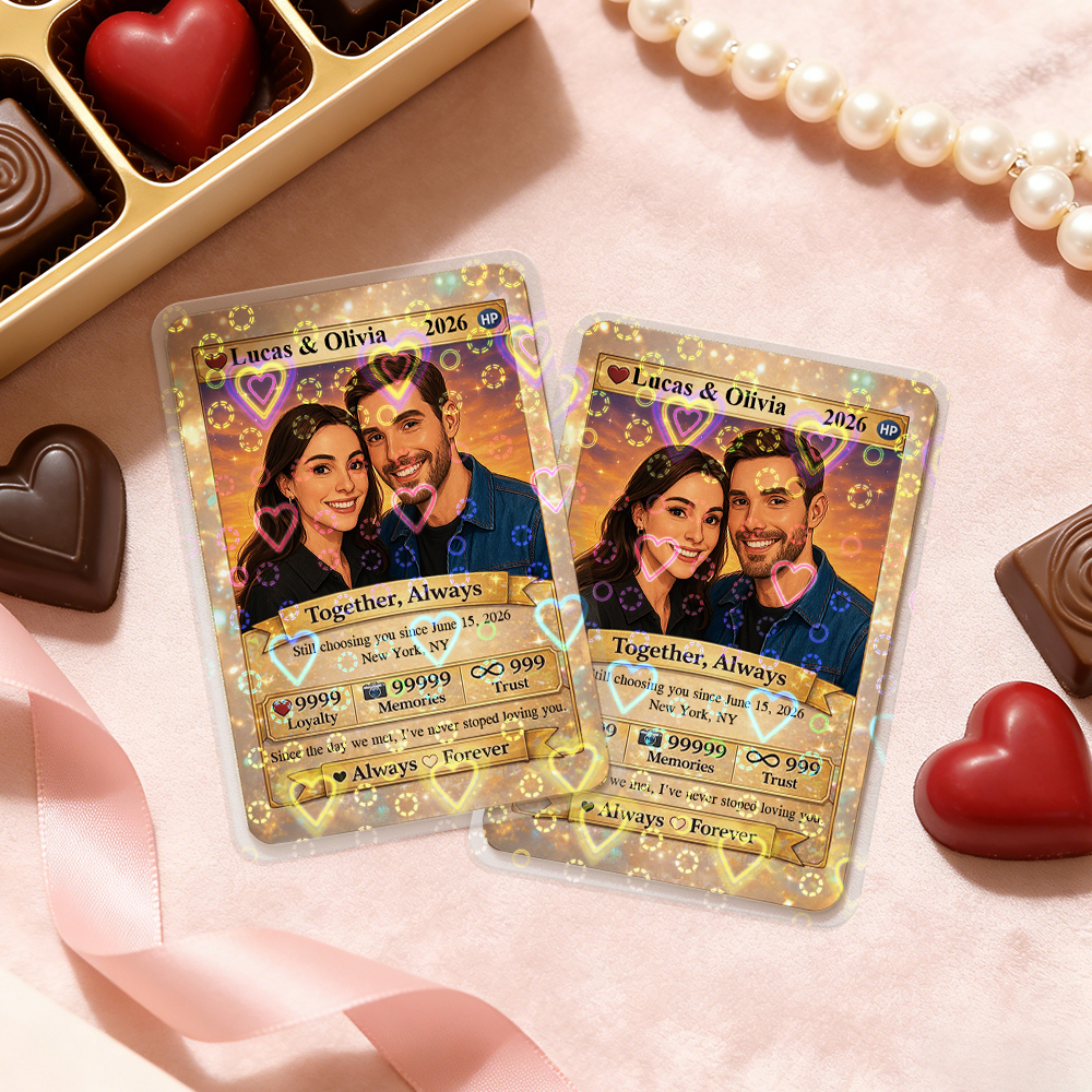 Carte De Saint-valentin Personnalisée Pour Couple, Carte D'anniversaire Personnalisée Avec Photo De Couple Style Anime, Cadeau Idéal Pour La Saint-valentin. - 