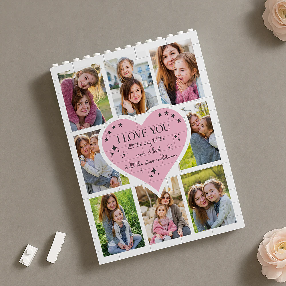 Puzzle De Blocs De Construction Photo Double Couche Personnalisés Pour Maman, Cadeau Personnalisé Pour La Fête Des Mères, Souvenir D'anniversaire Pour Maman, Cadre En Brique Créatif, Cadeau Mémoire - 