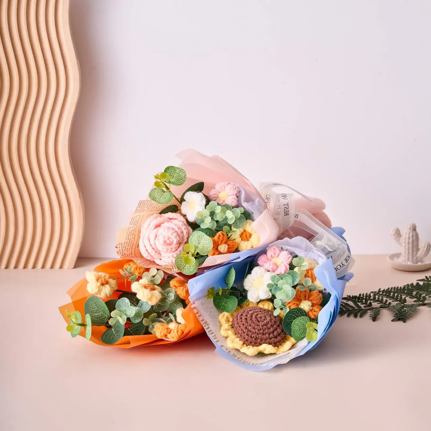 Fleurs Au Crochet, Tournesol Au Crochet, Roses Faites À La Main, Bouquet De Fleurs Tricotées, Cadeau D'anniversaire Pour Elle - 