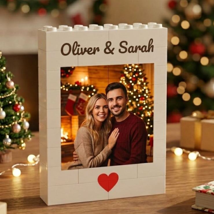 Cadre De Puzzle En Brique Photo Personnalisé - Cadeau De Noël Personnalisé Pour Les Couples Et La Famille