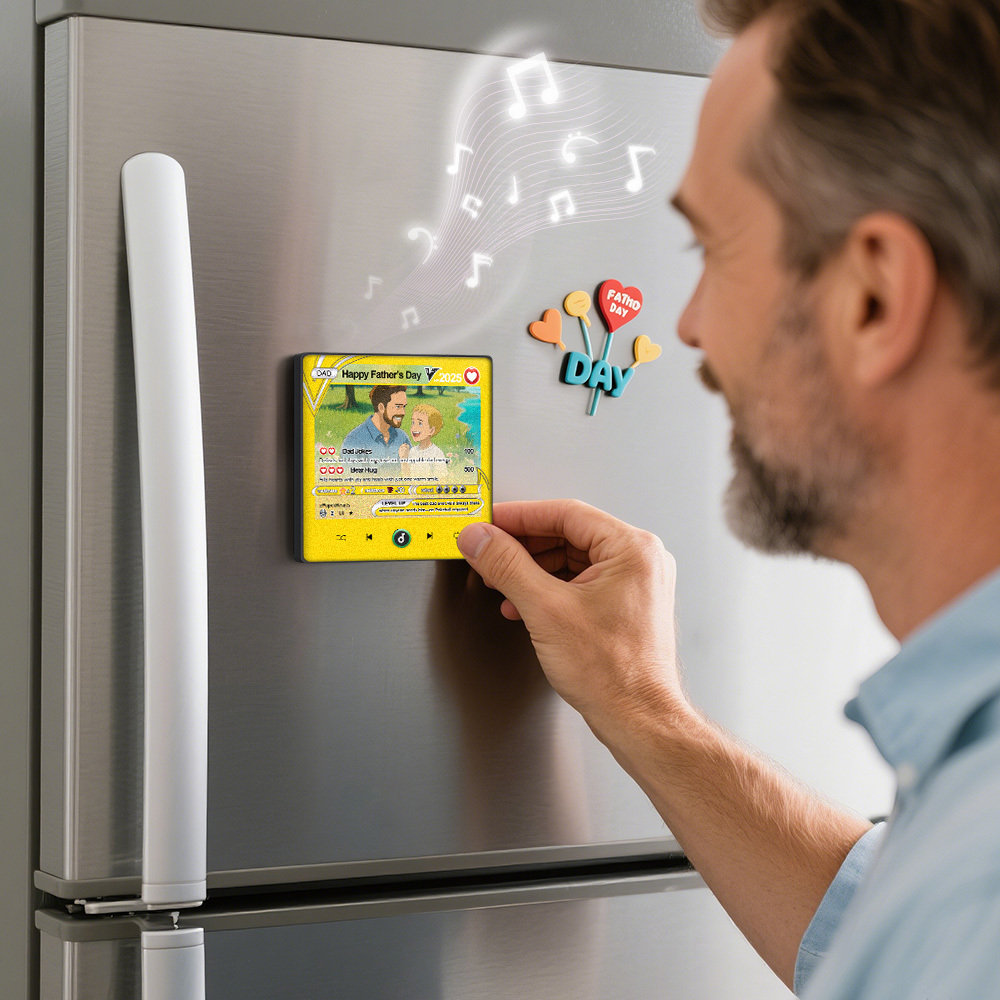 客製化照片音樂冰箱貼紙寫動漫怪獸風格fridgebeats個人化歌曲磁鐵父親節禮物送給爸爸 - 