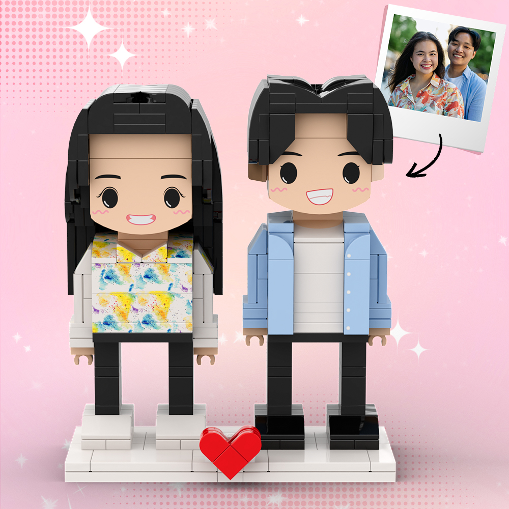 520情侶禮物可自訂全身 2 人客製化積木人偶個人化可愛臉部積木人偶