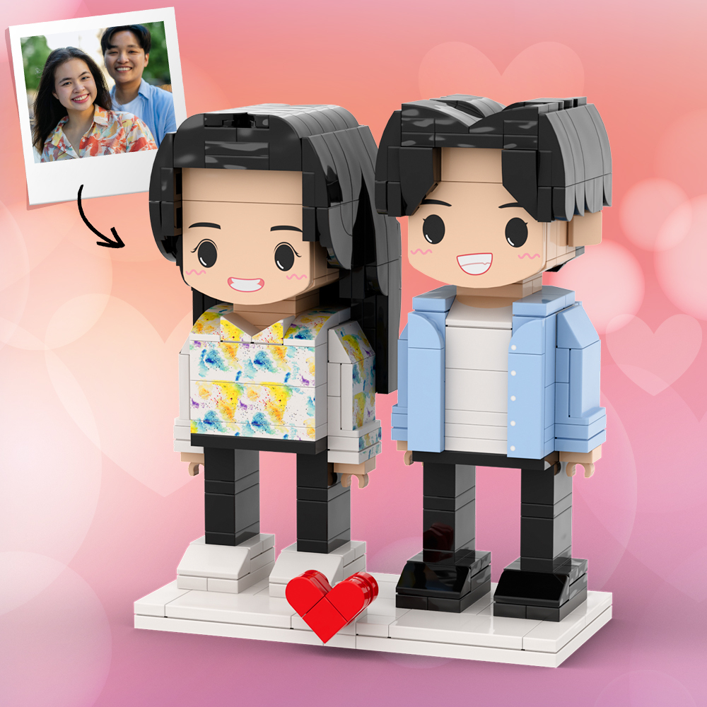 520情侶禮物可自訂全身 2 人客製化積木人偶個人化可愛臉部積木人偶