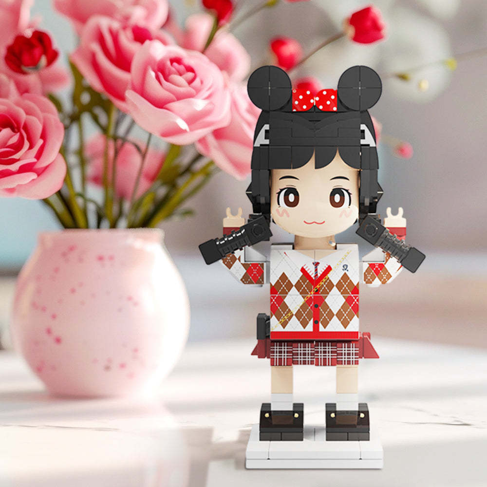 驚喜嘟嘟仔禮物 單人嘟嘟仔定製 情侶照片定製情侶禮物diy積木人擺件男女友情侶創意禮品