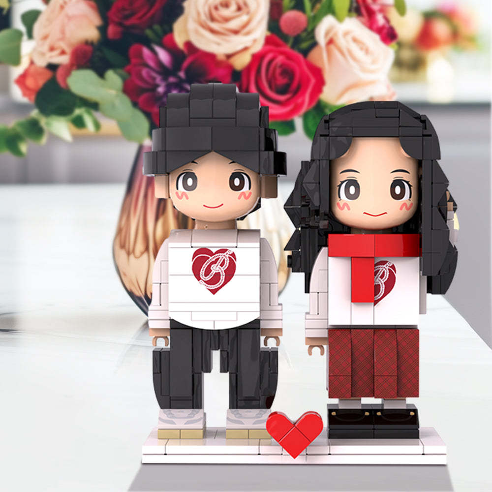 雙人嘟嘟仔驚喜禮物 雙人嘟嘟仔 照片積木定製人像人偶手工diy生日情人節禮物女生