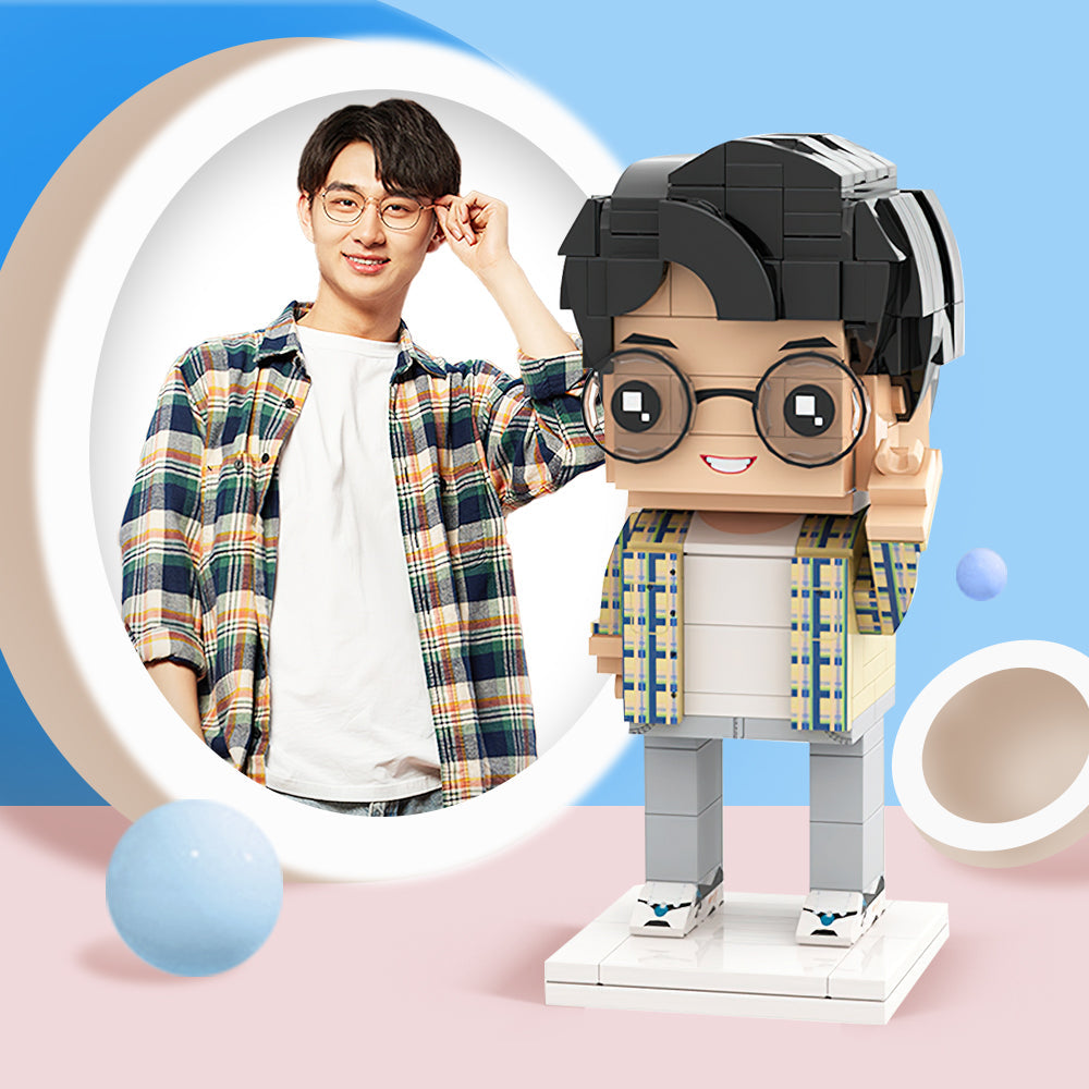 定制積木公仔定制小顆粒積木玩具定制積木頭像男朋友創意禮物