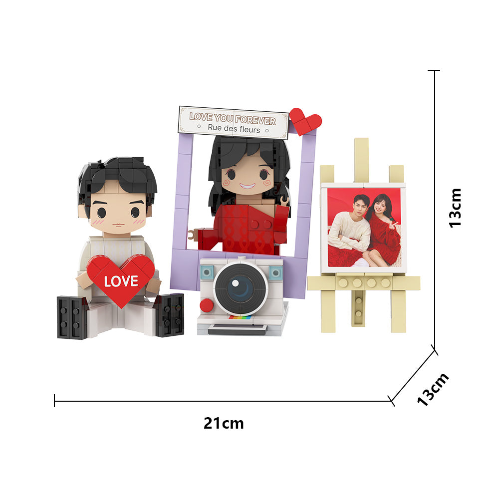 七夕節驚喜禮物 甜蜜瞬間雙人積木公仔 定制雙人積木公仔 情侶定制積木擺件