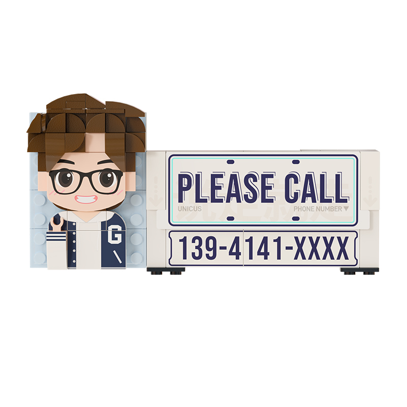 客製化積木人汽車挪車號碼牌｜可愛造型＋電話顯示