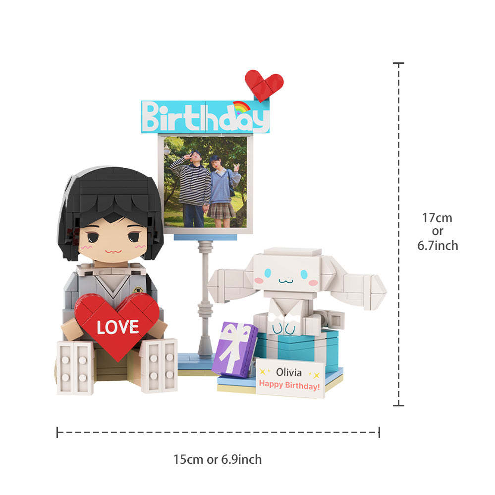 客製化生日積木人物個人化坐積木人物小顆粒積木玩具 - minebricktw