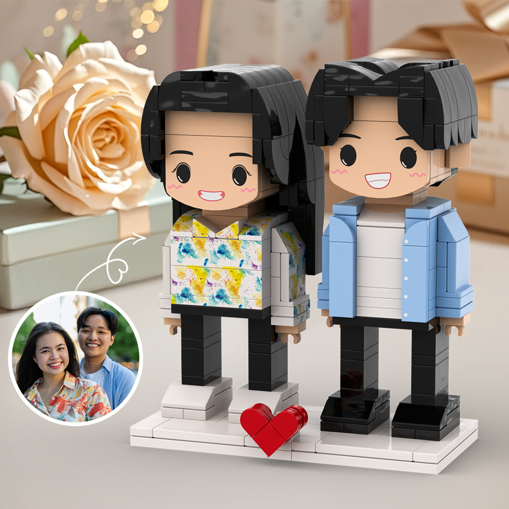 520情侶禮物可自訂全身 2 人客製化積木人偶個人化可愛臉部積木人偶