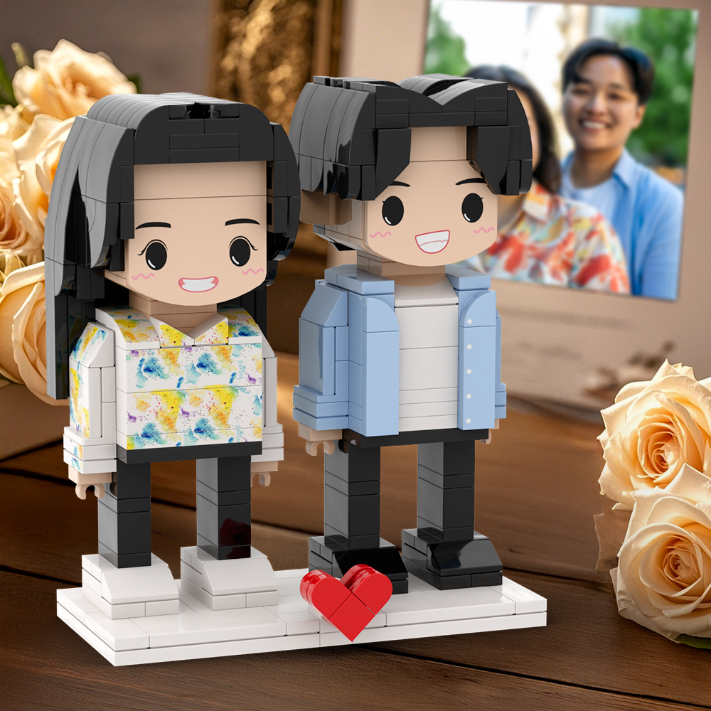 520情侶禮物可自訂全身 2 人客製化積木人偶個人化可愛臉部積木人偶