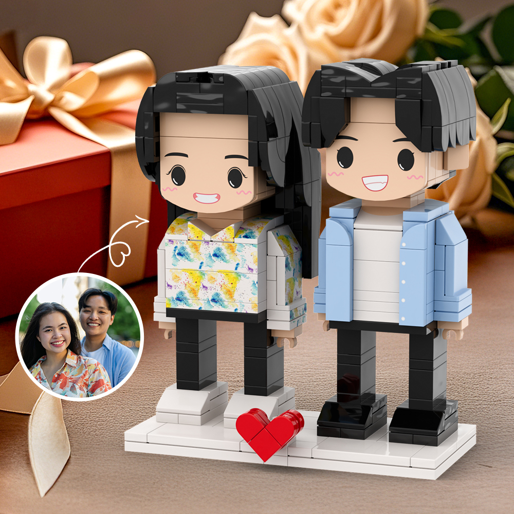 520情侶禮物可自訂全身 2 人客製化積木人偶個人化可愛臉部積木人偶