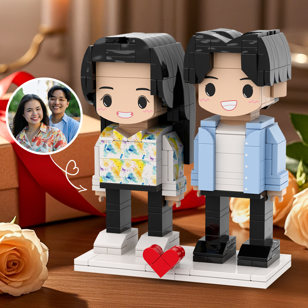 520情侶禮物可自訂全身 2 人客製化積木人偶個人化可愛臉部積木人偶