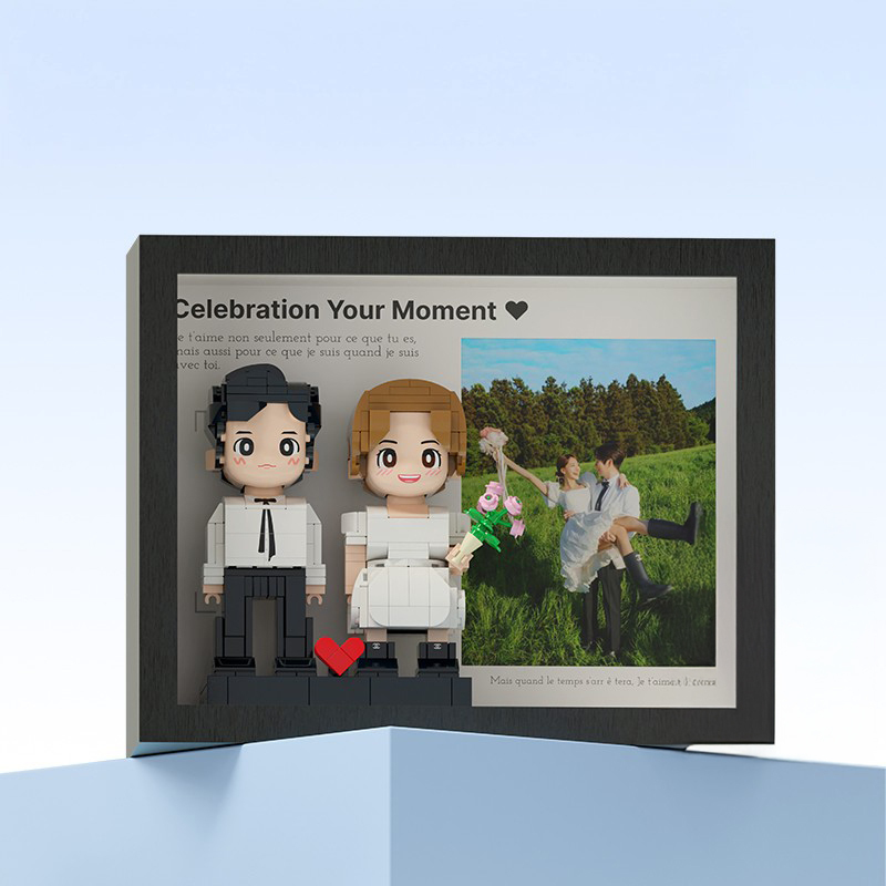 全身 2 人 Duddu 臉積木人偶訂製積木人結婚禮物 - 