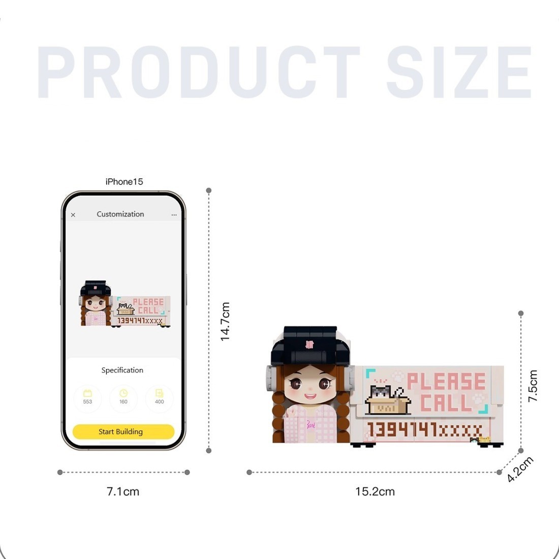 客製化積木人汽車挪車號碼牌｜可愛造型＋電話顯示