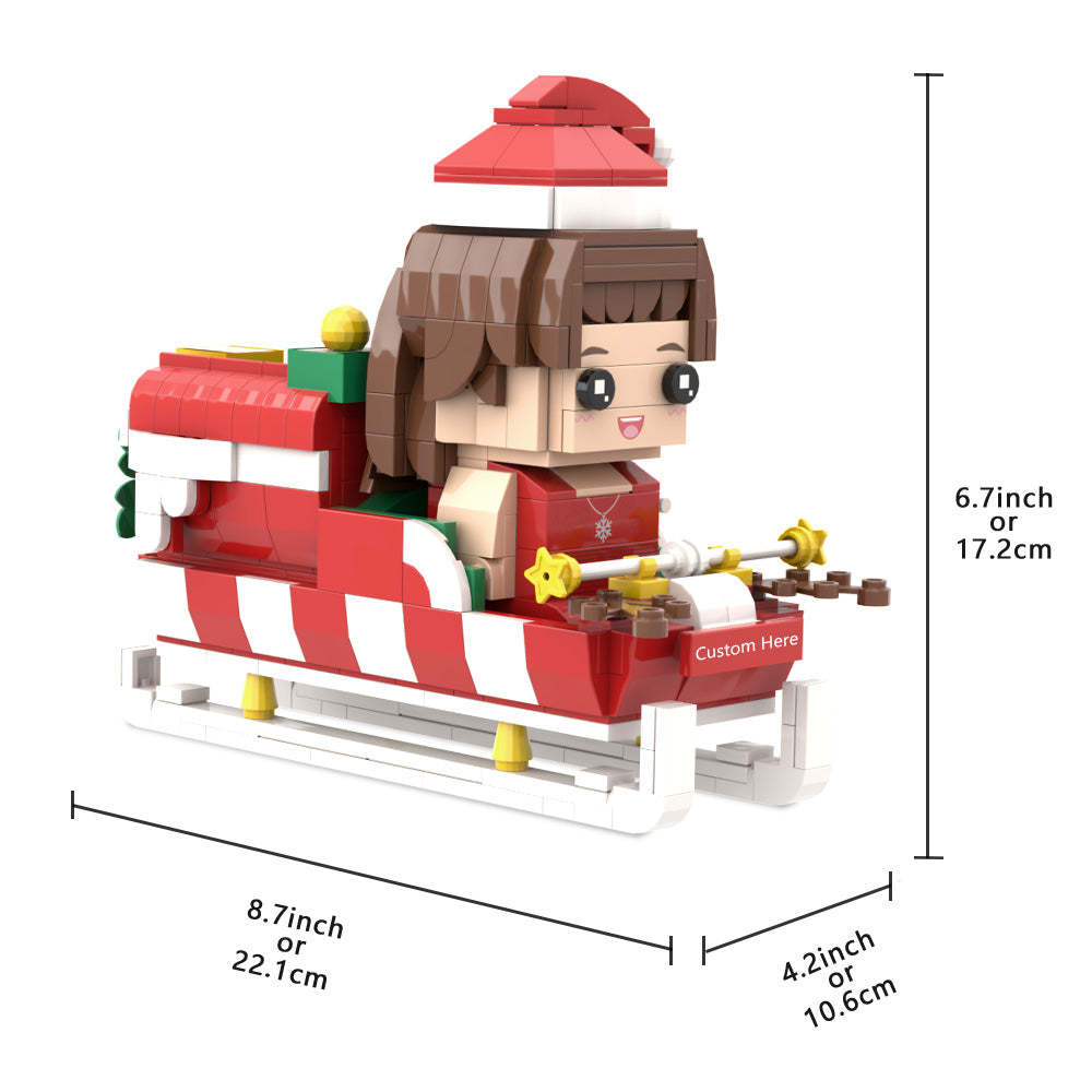 客製化聖誕磚人筆筒 個人化磚人和筆筒 客製化聖誕老人雪橇磚人 - minebricktw