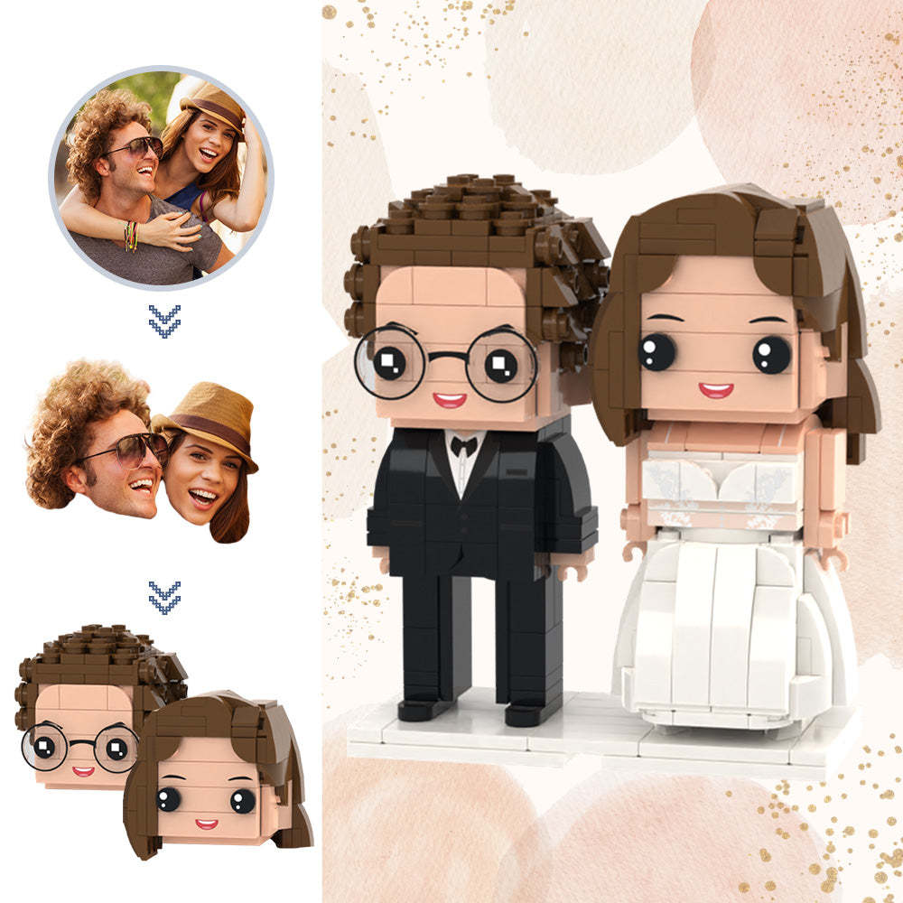 結婚禮物婚禮積木人偶可定制頭像 2 人定制積木人偶 - MyCustomBrickheadz