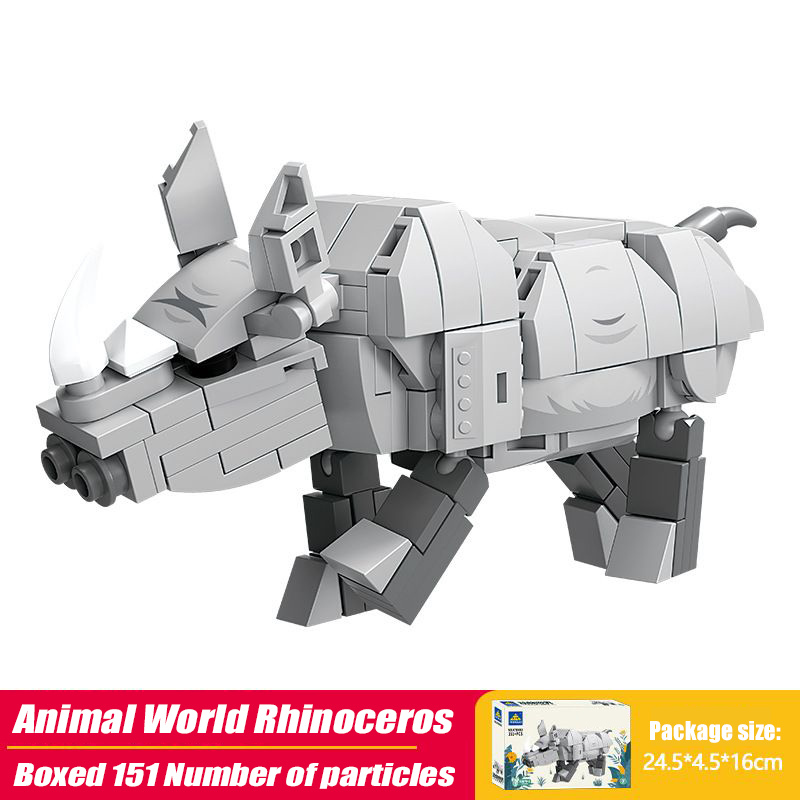 狼可動人偶積木套件動物模型拼搭套裝創意收藏級積木兒童玩具 - 