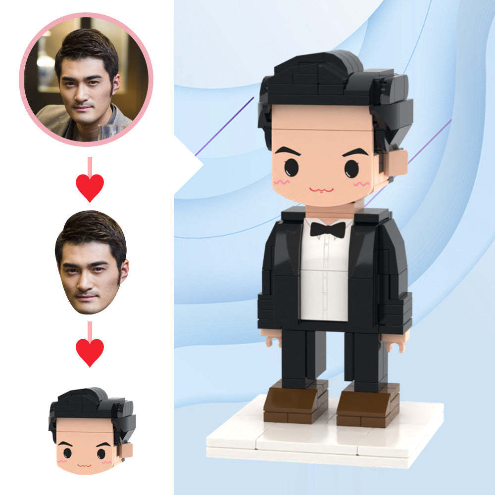 結婚禮物黑裙積木人偶定制頭像可愛積木人偶小顆粒積木玩具 - MyCustomBrickheadz