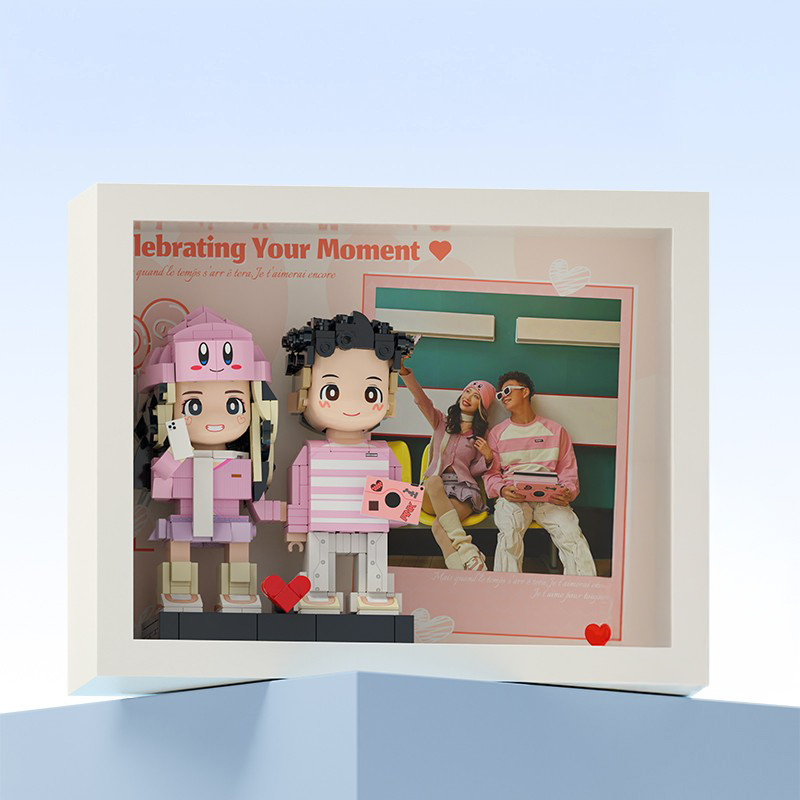 全身 2 人訂製磚人相框雙人 Duddu 磚人相框情侶禮物 - 