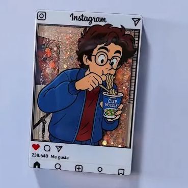 客製化卡通照片閃光壓克力冰箱貼 Instagram 風格個人化禮物 - 