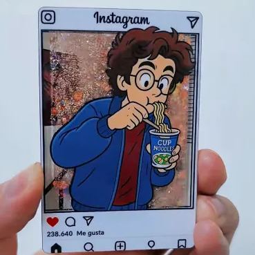 客製化卡通照片閃光壓克力冰箱貼 Instagram 風格個人化禮物 - 