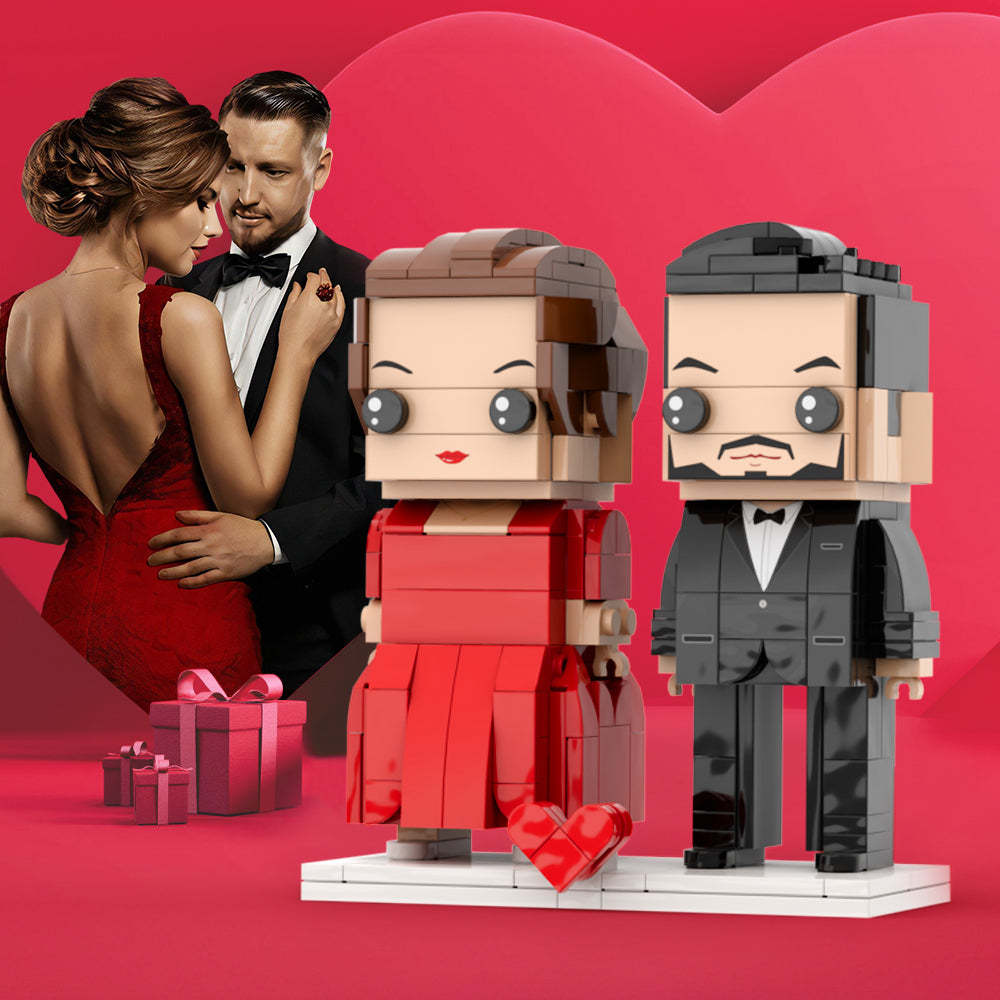 Benutzerdefinierter Kopf, Klassische Rote Und SchwarzeIndividuelles Brick Spielzeug, PersonalisierteIndividuelles Brick Spielzeug Für Paare, Kleines Partikelblock-geschenk Für Paare Zum Valentinstag