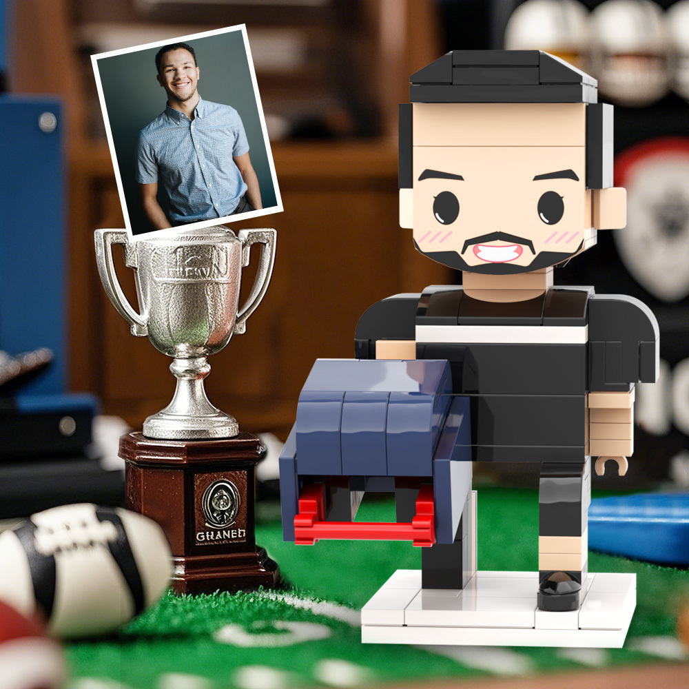 Personalisierter Kopf Eines Fußballspielers, Ziegelfigur, Berufliches Geschenk - 