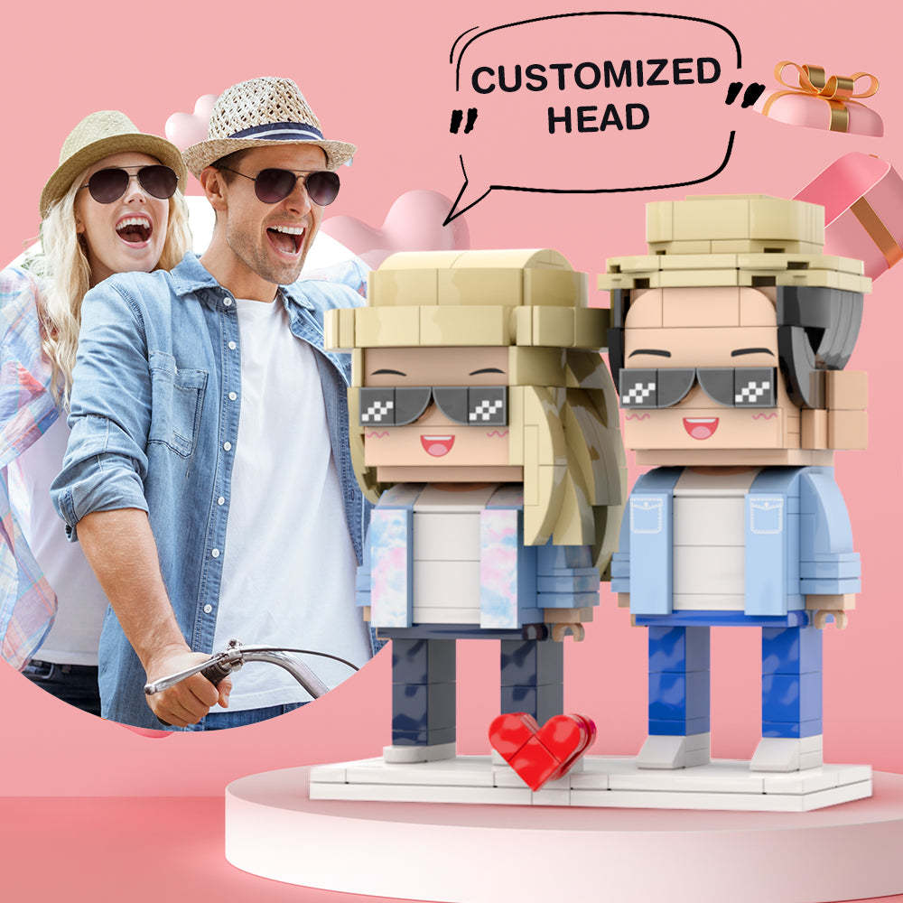 Paar-fahrrad-zusammen-stil-steinfiguren, Personalisierte Paare-steinfiguren, Kleiner Partikelblock Zum Valentinstag