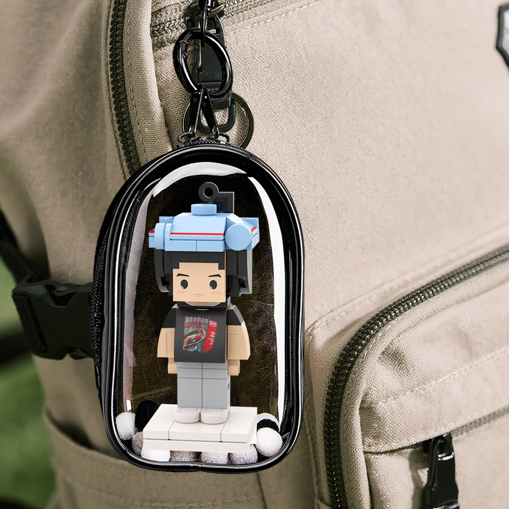 Personalisierte Mini-vollkörper-1-personen-ziegelfigur Mit Graviertem Text, Schlüsselanhänger Und Taschenanhänger, Geburtstagsgeschenk - 