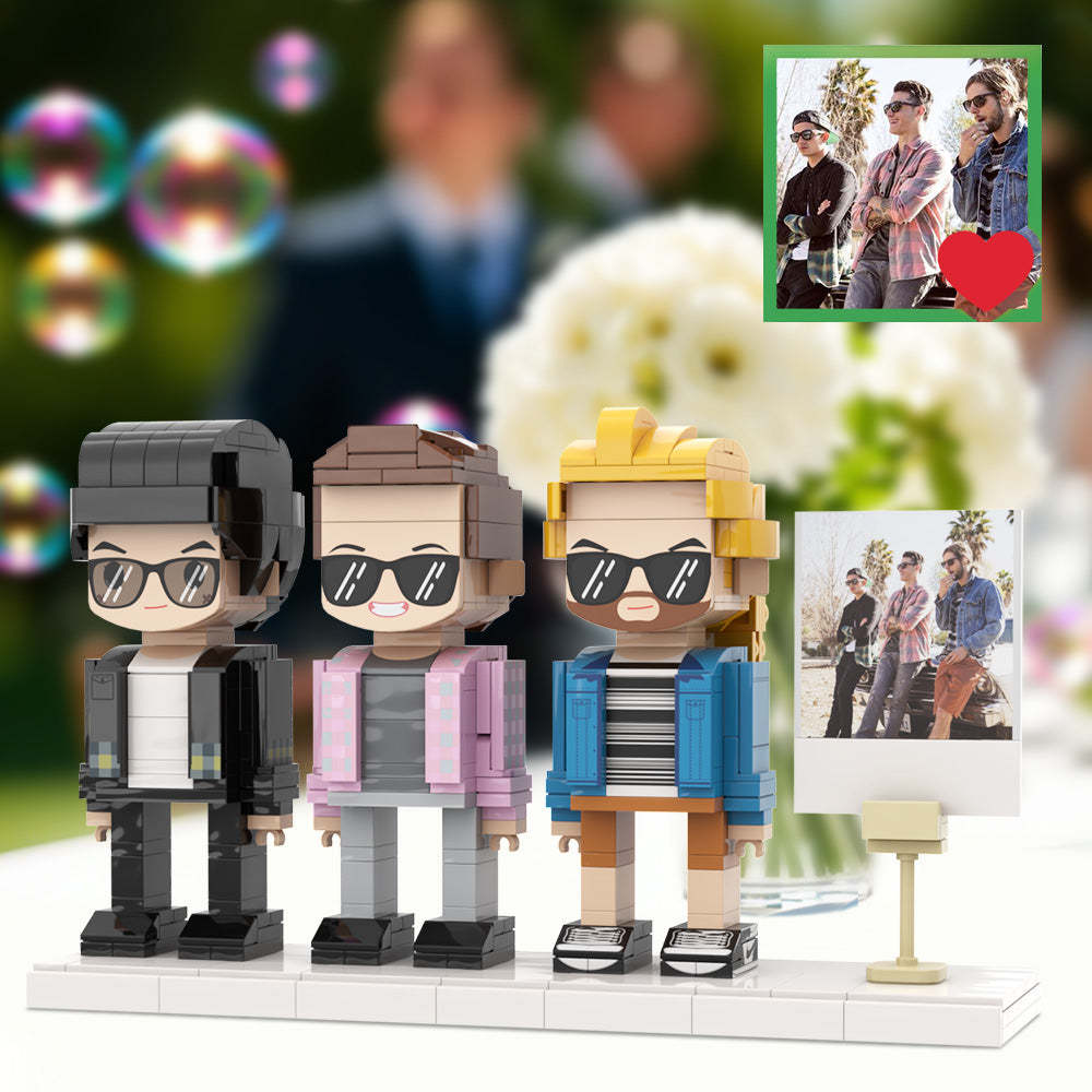 Ganzkörper-hochzeits-souvenir Für The Gang Buddy, Anpassbare Individuelle Ziegelfiguren Für Die Hochzeit, 3 Personen, Individuelle Ziegelfiguren Als Hochzeits-souvenir - minebrickde