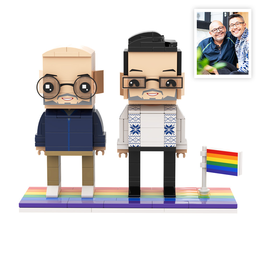 Lgbt Paar Regenbogen Herz Geschenk Ganzkörper 2 Personen Custom Paare Ziegel Figuren - 