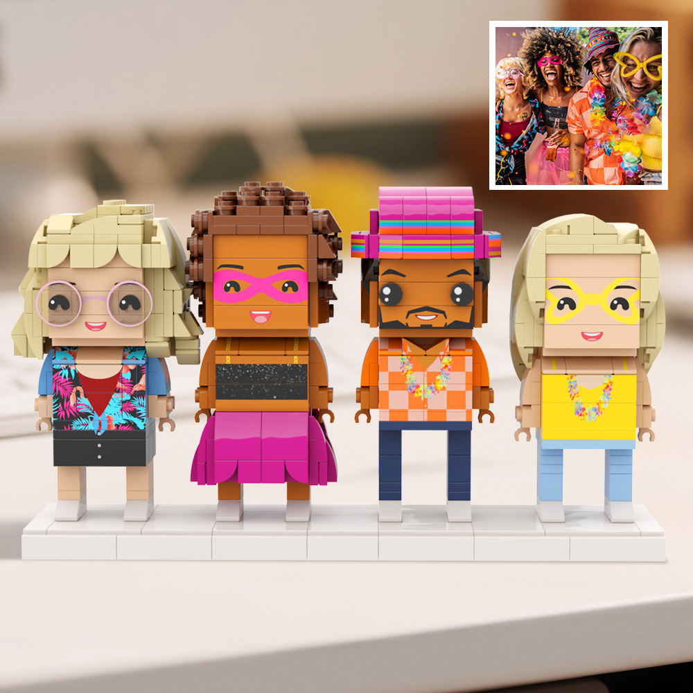 Personalisierte 4 Personen Ganzkörper Custom Brick Figuren Kreatives Geschenk Für Bff