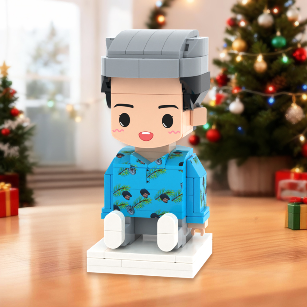 Individuell Gestaltbare Ganzkörper-spielfiguren Aus Bausteinen, Personalisierte Sitzende Spielfiguren Aus Bausteinen, Kinder Und Katze, Universelles Steckspielzeug Aus Kunststoff, Weihnachtsgeschenk - 