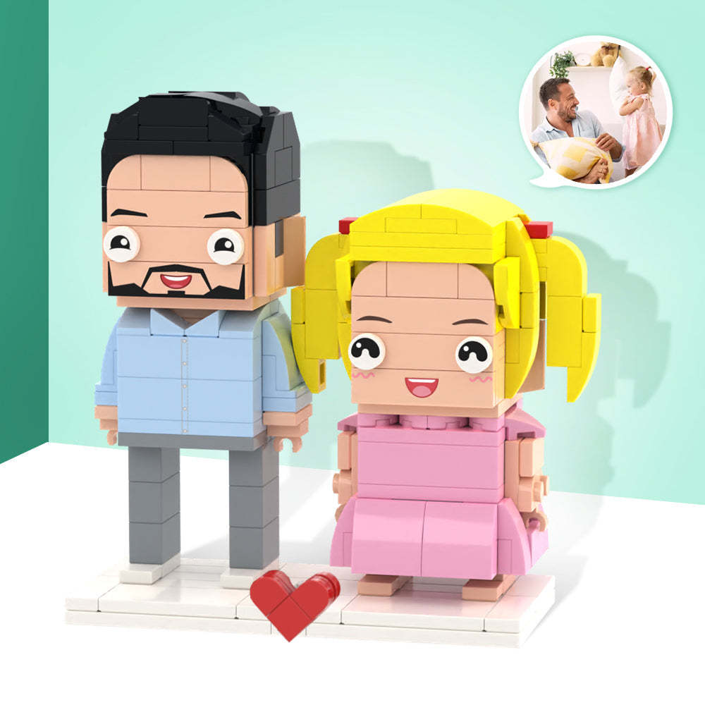 Geschenke für Papa, anpassbare Ganzkörperfiguren aus Ziegelsteinen für 2 Personen
