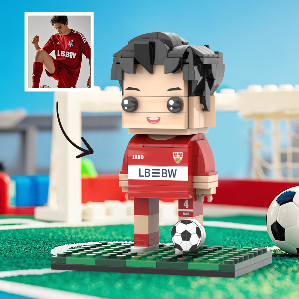 Fußballer Geschenk Personalisierbar 1 Person Geschenk Ganzkörper Custom Brick Figuren - 