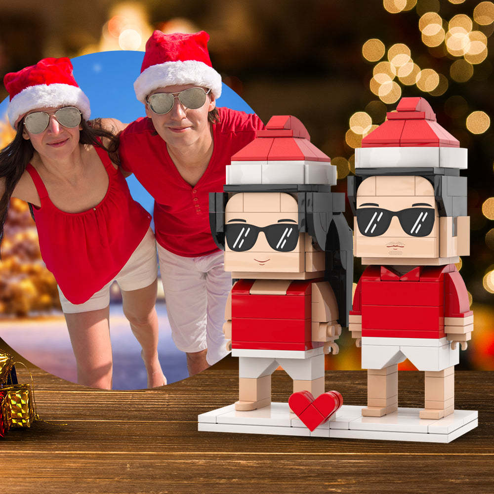 Personalisierte Ganzkörperfiguren Für 2 Personen, IndividuelleIndividuelles Brick Spielzeug, Abendkleider, Brick Me-figuren, Weihnachts-strand-stil