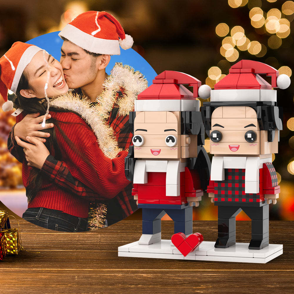 Weihnachtspaar, Personalisierter Ganzkörper, 2 Personen, IndividuelleIndividuelles Brick Spielzeug, Weihnachtsgeschenk Für Verliebte