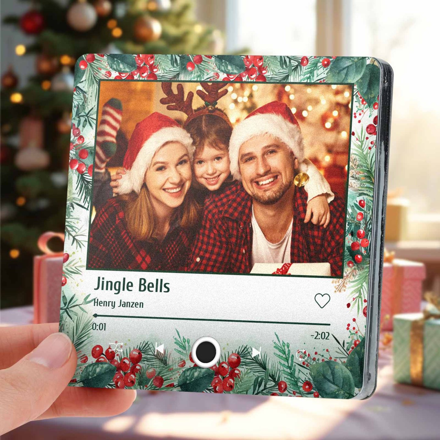 Personalisierter Weihnachts-kühlschrankmagnet Mit Familienfoto Und Musik, Benutzerdefinierte Musikmagnete Können Lieder Abspielen, Weihnachtsgeschenke Für Die Familie - 
